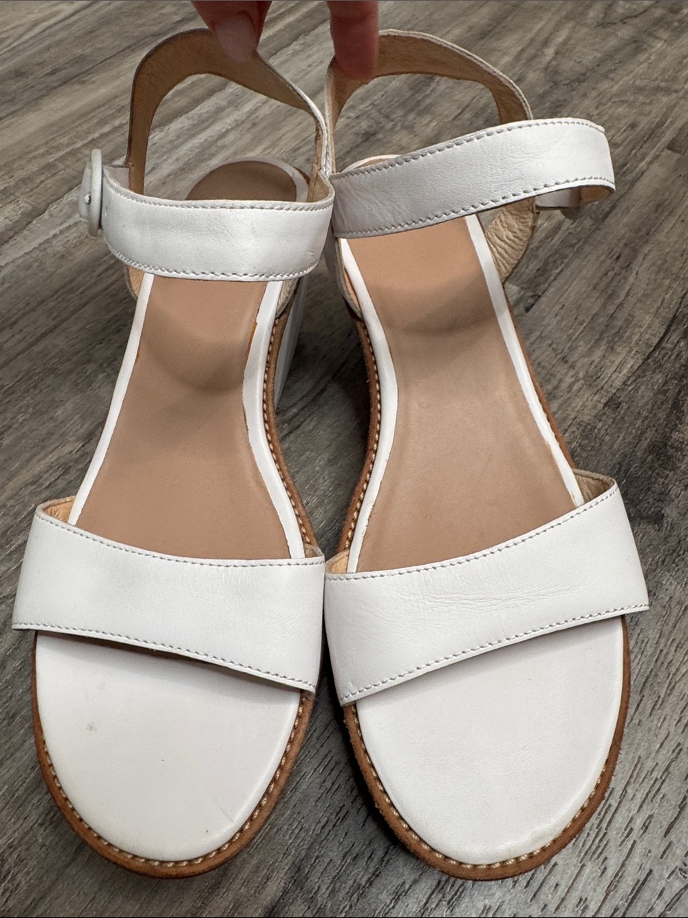 Camper Damas White Leather Ankle Strap Wedge Sandals EU 42 US 11 Minimalist Euro - Picture 2 of 8